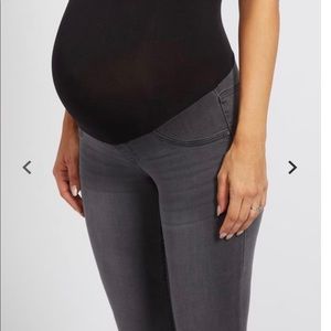 Grey Deconstructed Skinny Ankle Maternity Jeans